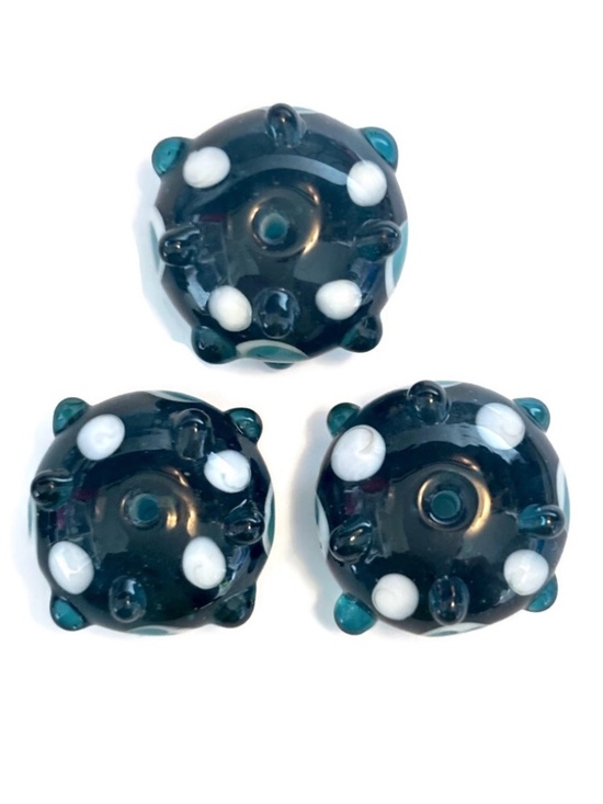 Silver Dawn Jewels Other - As Low As $2 Transparent Teal Handmade Lampwork Artisan Rondelle Beads 3pcs